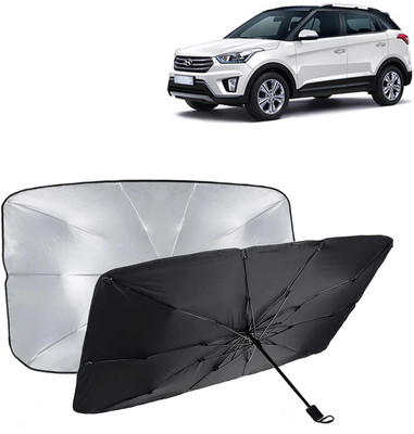 Kingsway Dashboard, Windshield Sun Shade For Hyundai Creta(Black, Silver)