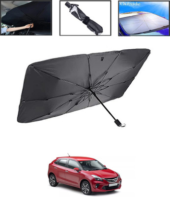 MSNP Windshield Sun Shade For Toyota Glanza(Black, Silver)