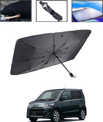 MSNP Windshield Sun Shade For Maruti Suzuki WagonR Stingray(Black, Silver)