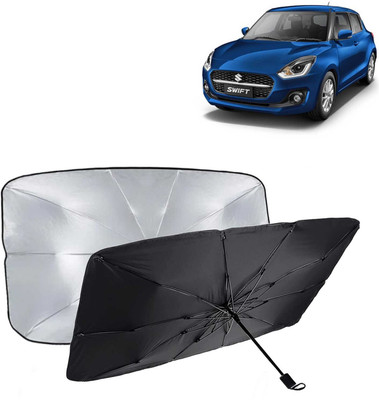 Kingsway Dashboard, Windshield Sun Shade For Maruti Suzuki Swift(Black, Silver)