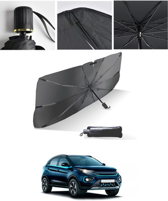 AYW Windshield Sun Shade For Tata Nexon EV(Black, Silver)