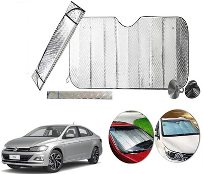 AUTO PEARL Dashboard, Windshield Sun Shade For Volkswagen Virtus(Silver)