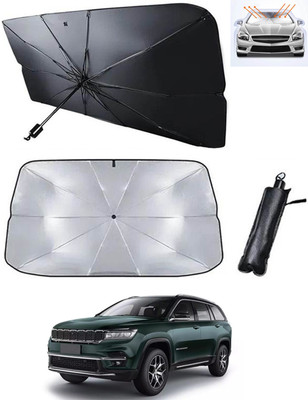 RKPSP Windshield Sun Shade For Jeep Meridian(Black, Silver)