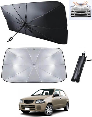 RKPSP Windshield Sun Shade For Maruti Suzuki Alto(Black, Silver)