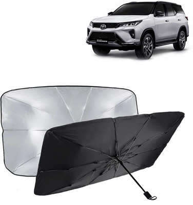 Kingsway Dashboard, Windshield Sun Shade For Toyota Fortuner(Black, Silver)