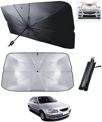 RKPSP Windshield Sun Shade For Hyundai Accent(Silver, Black)