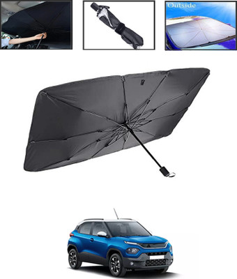 MSNP Windshield Sun Shade For Tata Punch(Black, Silver)