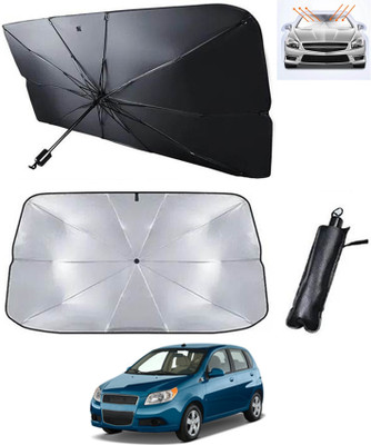 MATIES Windshield Sun Shade For Chevrolet Aveo(Silver, Black)