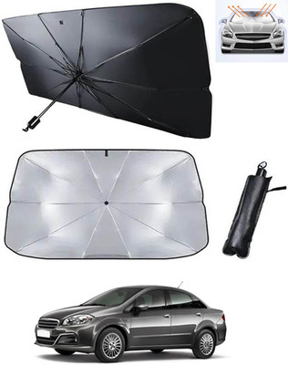 RKPSP Windshield Sun Shade For Fiat Linea(Black, Silver)