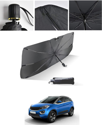 AYW Windshield Sun Shade For Tata Nexon(Black, Silver)