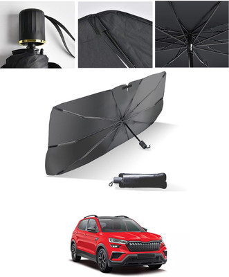 AYW Windshield Sun Shade For Hyundai Universal For Car(Black, Silver)
