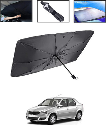 MSNP Windshield Sun Shade For Mahindra Logan(Black, Silver)
