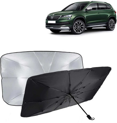 Kingsway Dashboard, Windshield Sun Shade For Skoda Karoq(Black, Silver)