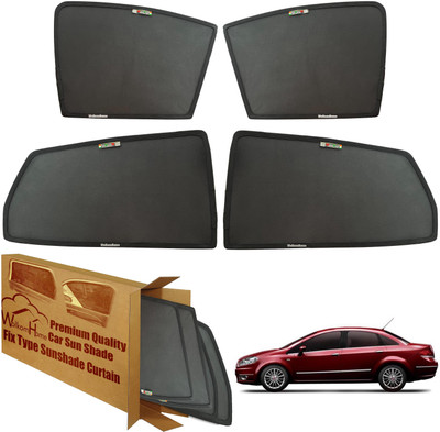 WolkomHome Side Window Sun Shade For Fiat Linea(Black)