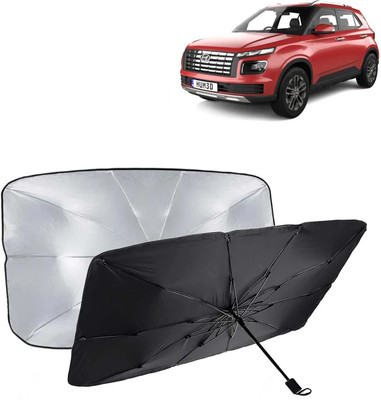 Kingsway Dashboard, Windshield Sun Shade For Hyundai Venue(Black, Silver)