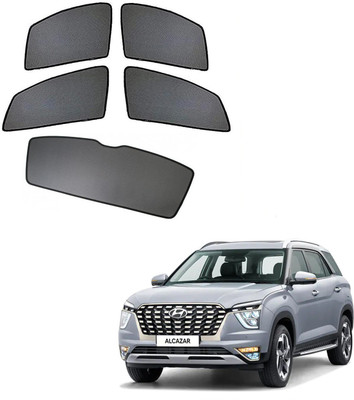 AuTO ADDiCT Side Window, Rear Window Sun Shade For Hyundai Alcazar(Black)