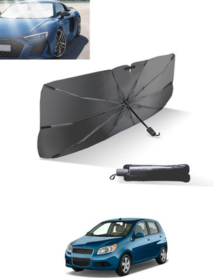 MATIES Windshield Sun Shade For Chevrolet Aveo(Black, Silver)