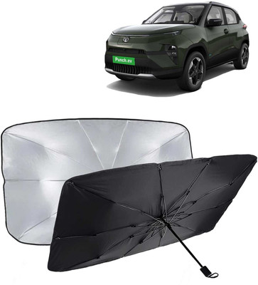 Kingsway Dashboard, Windshield Sun Shade For Tata Punch EV(Black, Silver)