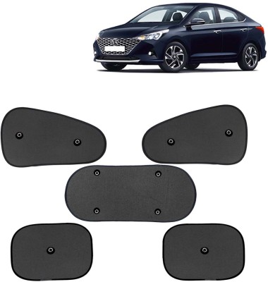 Kingsway Side Window, Rear Window, Windshield Sun Shade For Hyundai Verna(Black)