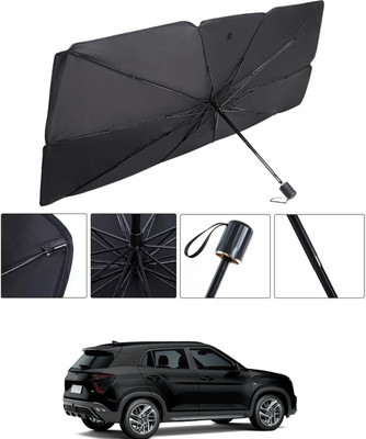 RKPSP Windshield Sun Shade For Hyundai Universal For Car(Black, Silver)