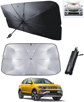 RKPSP Windshield Sun Shade For Volkswagen Taigun(Silver, Black)