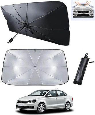 RKPSP Windshield Sun Shade For Volkswagen Vento(Silver, Black)