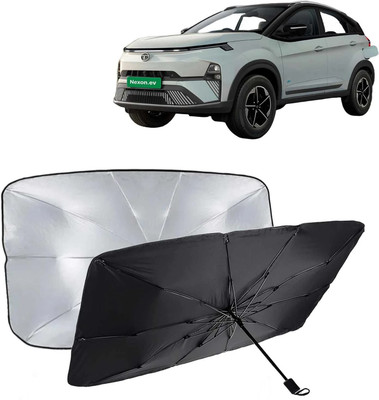 Kingsway Dashboard, Windshield Sun Shade For Tata Nexon EV(Black, Silver)