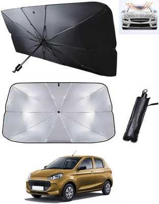 RKPSP Windshield Sun Shade For Universal For Car Alto K10(Black, Silver)