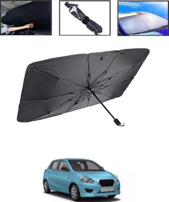 MSNP Windshield Sun Shade For Datsun Go(Black, Silver)