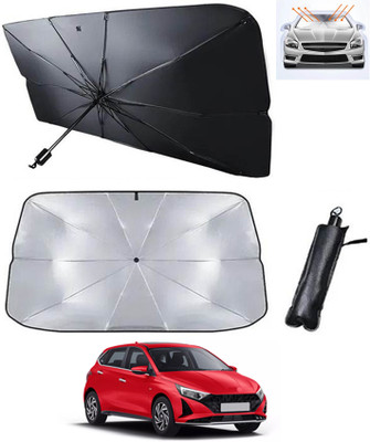 AYW Windshield Sun Shade For Hyundai i20(Silver, Black)