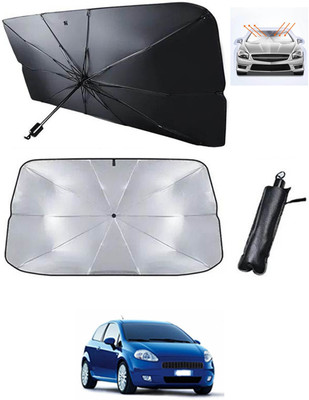 MATIES Windshield Sun Shade For Fiat Grand Punto(Black, Silver)