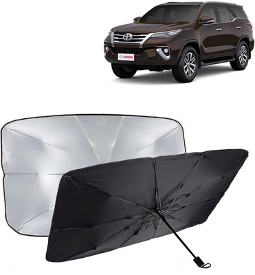 Kingsway Dashboard, Windshield Sun Shade For Toyota Fortuner(Black, Silver)