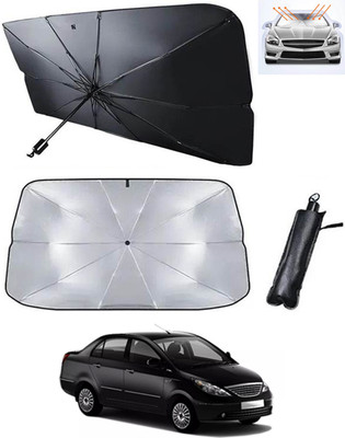 RKPSP Windshield Sun Shade For Tata Manza(Black, Silver)