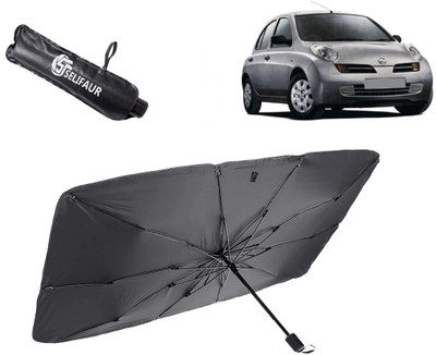Selifaur Dashboard, Rear Window, Sun Roof, Windshield Sun Shade For Nissan Micra(Black)