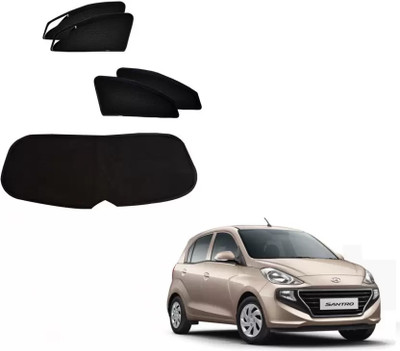RAKRISH Side Window, Rear Window Sun Shade For Hyundai Santro(Black)