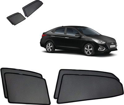 RAKRISH Rear Window, Side Window Sun Shade For Hyundai Verna(Black)