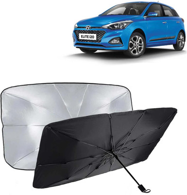 Kingsway Dashboard, Windshield Sun Shade For Hyundai Elite i20(Black, Silver)