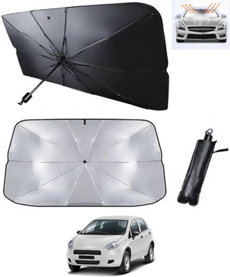 MATIES Windshield Sun Shade For Fiat Punto(Silver, Black)