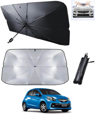 RKPSP Windshield Sun Shade For Honda Brio(Silver, Black)