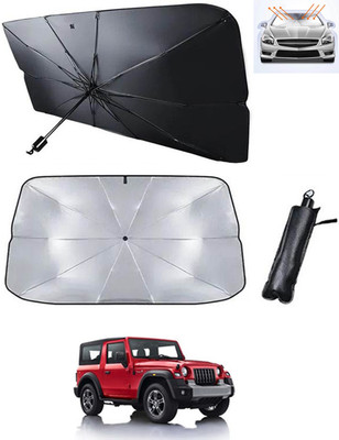 RKPSP Windshield Sun Shade For Mahindra Thar(Black, Silver)