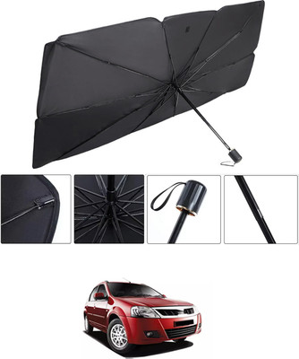 RKPSP Windshield Sun Shade For Mahindra Verito(Black, Silver)