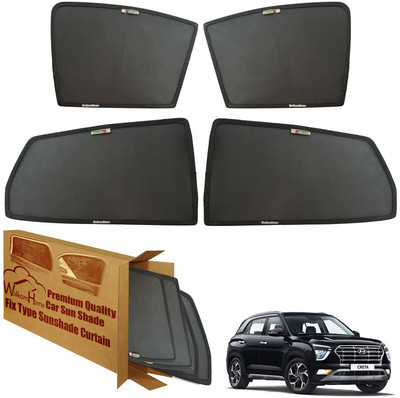 WolkomHome Side Window Sun Shade For Hyundai Universal For Car(Black)