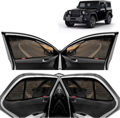 Kingsway Side Window, Rear Window Sun Shade For Mahindra Thar(Black)