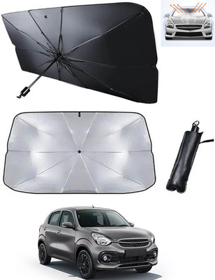 RKPSP Windshield Sun Shade For Universal For Car Celerio(Black, Silver)