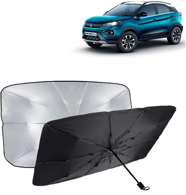 Kingsway Dashboard, Windshield Sun Shade For Tata Nexon EV(Black, Silver)