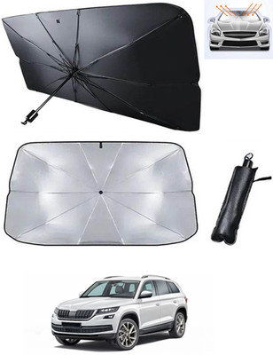 RKPSP Windshield Sun Shade For Skoda Kodiaq(Black, Silver)