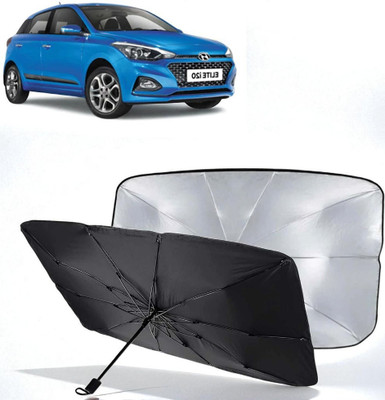 ShopDock Dashboard, Windshield Sun Shade For Hyundai Elite i20(Black, Silver)