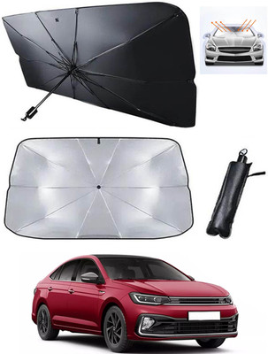 MATIES Windshield Sun Shade For Volkswagen Virtus(Black, Silver)