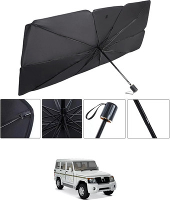 RKPSP Windshield Sun Shade For Mahindra Bolero(Black, Silver)