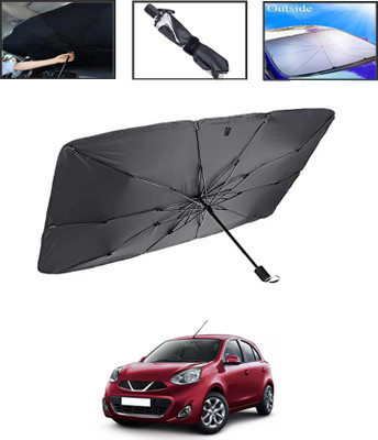 MSNP Windshield Sun Shade For Nissan Micra(Black)
